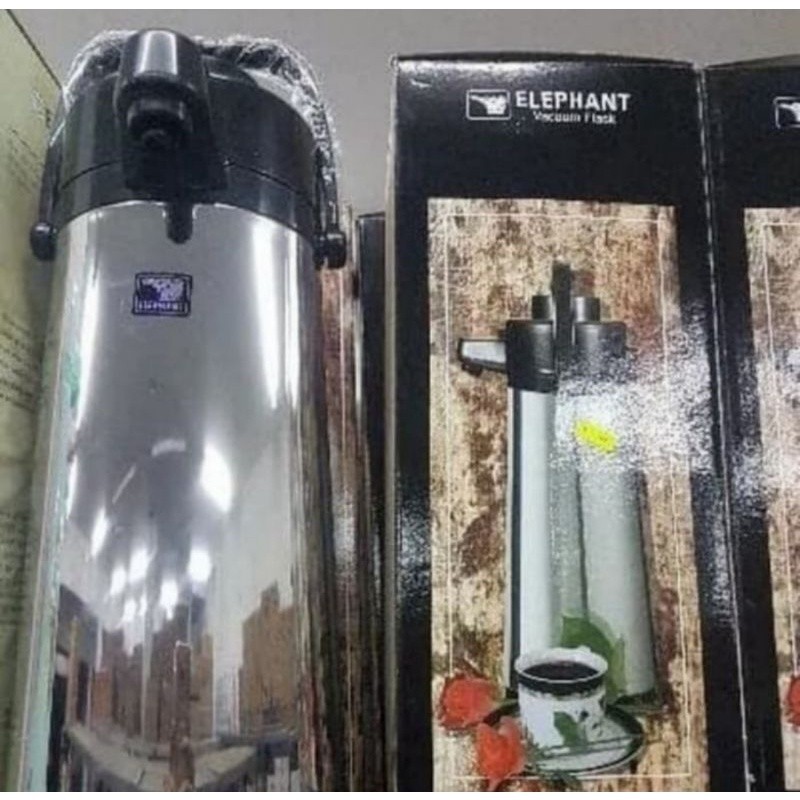 termos air panas elephant 2,5 liter / thermos air panas stainless / termos pencet airport pompa elep