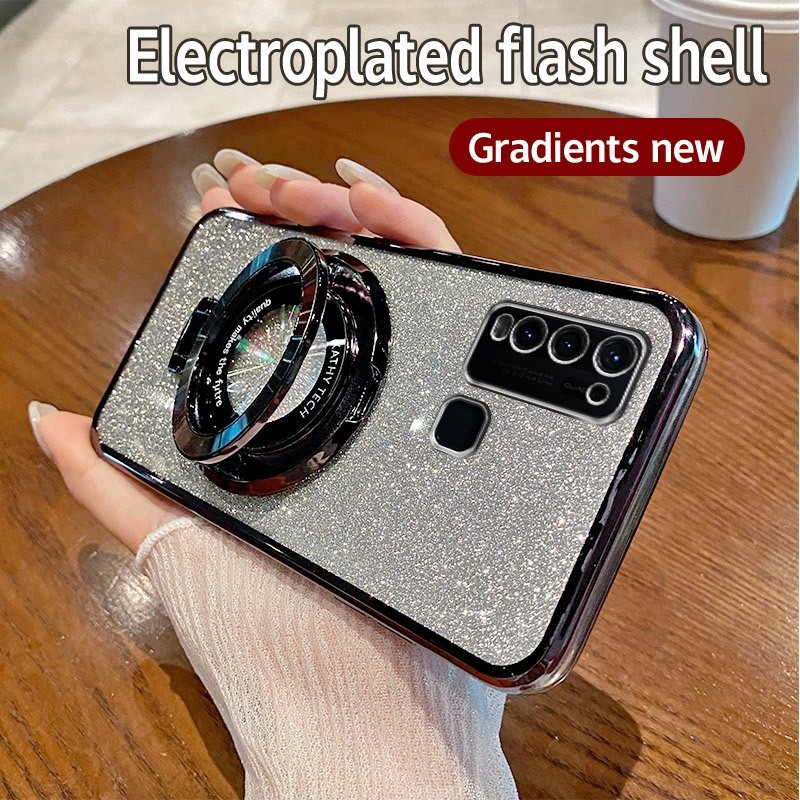 HP Soft Casing Vivo Y30 case Silikon Untuk Vivo 1938 Y 30 VivoY30 case berkilau Berlapis cewek lembu