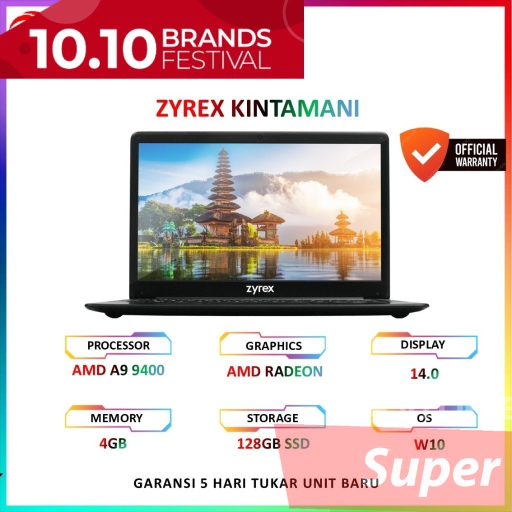 Zyrex Kintamani AMD A9 9400 4GB 128GB W10 14.0
