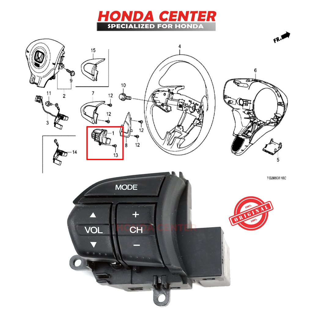 Switch Tombol Remote Audio Stir Honda Brio Mobilio Brv