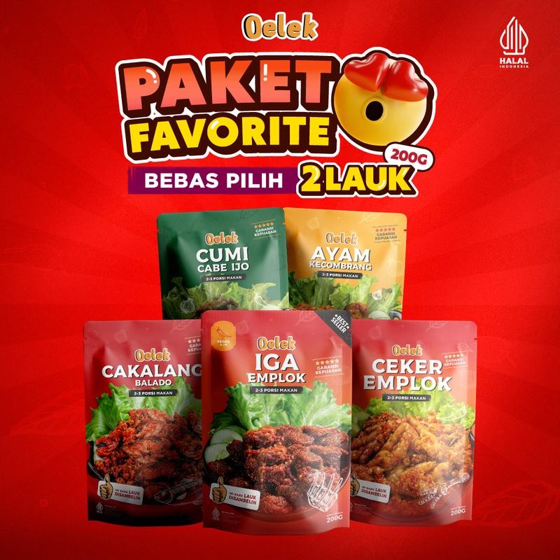 

Oelek Paket 2 Bebas Pilih / Iga Emplok / Cakalang Balado / Cumi Cabe Ijo / Ayam Kecombrang / Lauk Siap Saji