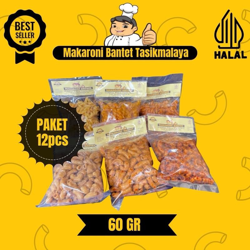 

Paket 12pcs 60gr Makaroni Bantet/Kriwil Food makaroni bantet pedas