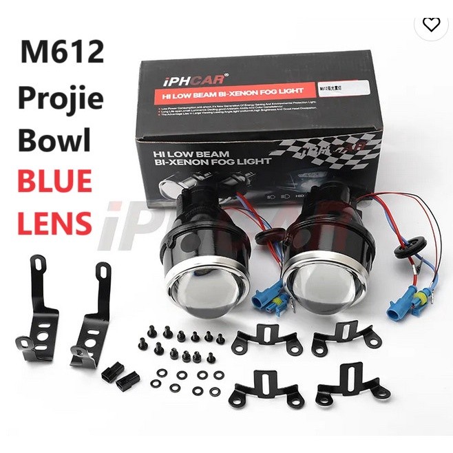 M612 IPHCAR Biled foglamp rumah projector blue lens 3 inch 3" HID LED mobil