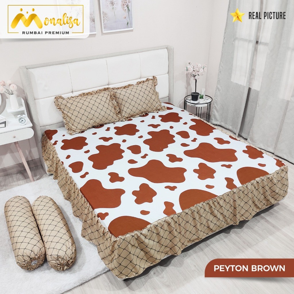 Monalisa Sprei Premium Rumbai Uk 160/180 x 200 Tinggi Rumbai 40cm - Motif Abstrak / Bunga / Karakter