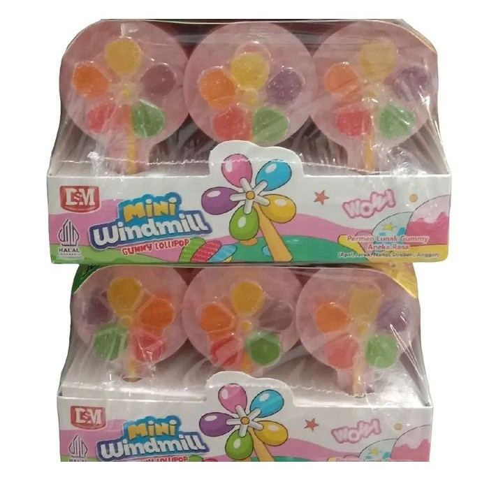 

HALAL BPOM PERMEN JELLY LUNAK KIPAS MINI WINDMILL 1 BOX 30 PCS ANEKA RASA