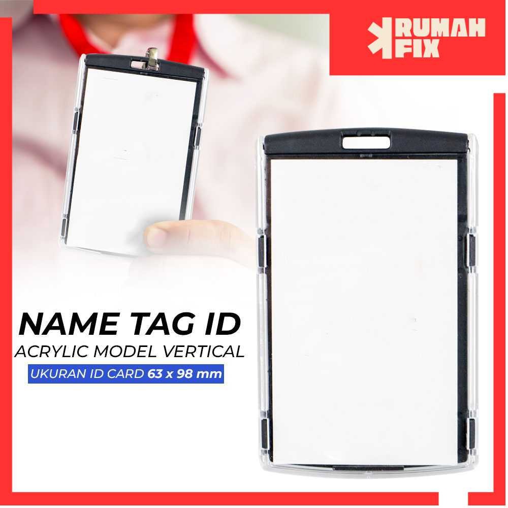 

Name Tag ID Card Vertikal Acrylic Transparan