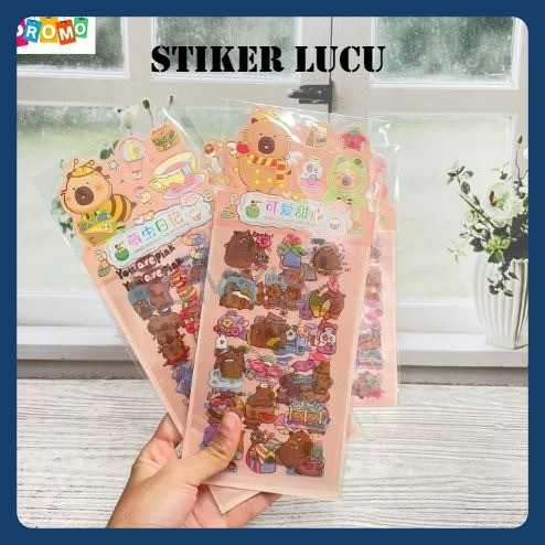 

(skr) Sticker Capybara 1 Set isi 3 Lembar - stiker capy bara super cute cappy lucu kekinian favorit anak