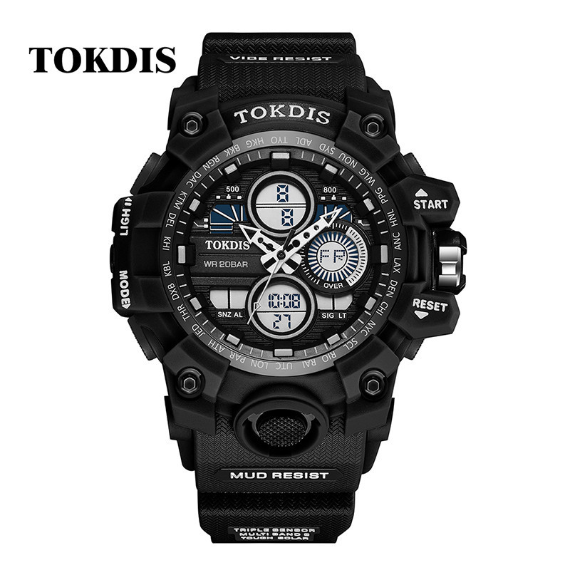 Jam Tangan Jam Tangan Tokdis T-02562 Rubber Original Double Time Water Resistant 30M