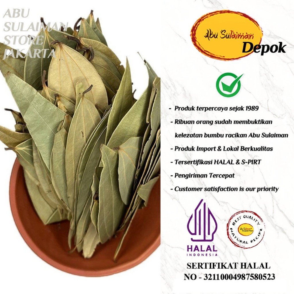 

Daun Salam Tej Patta Organic Premium 10 gr / Daun Salam / Indian Arabic Bay Leaf 10 gr Abu Sulaiman Store Depok