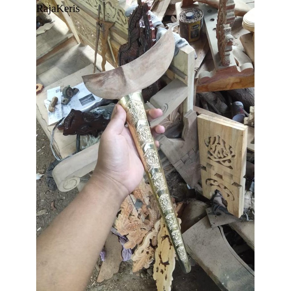 warangka wulan tumunggal sudah dipasang pendok kuningan tebal garap alus dari kayu sawo gratis stel 