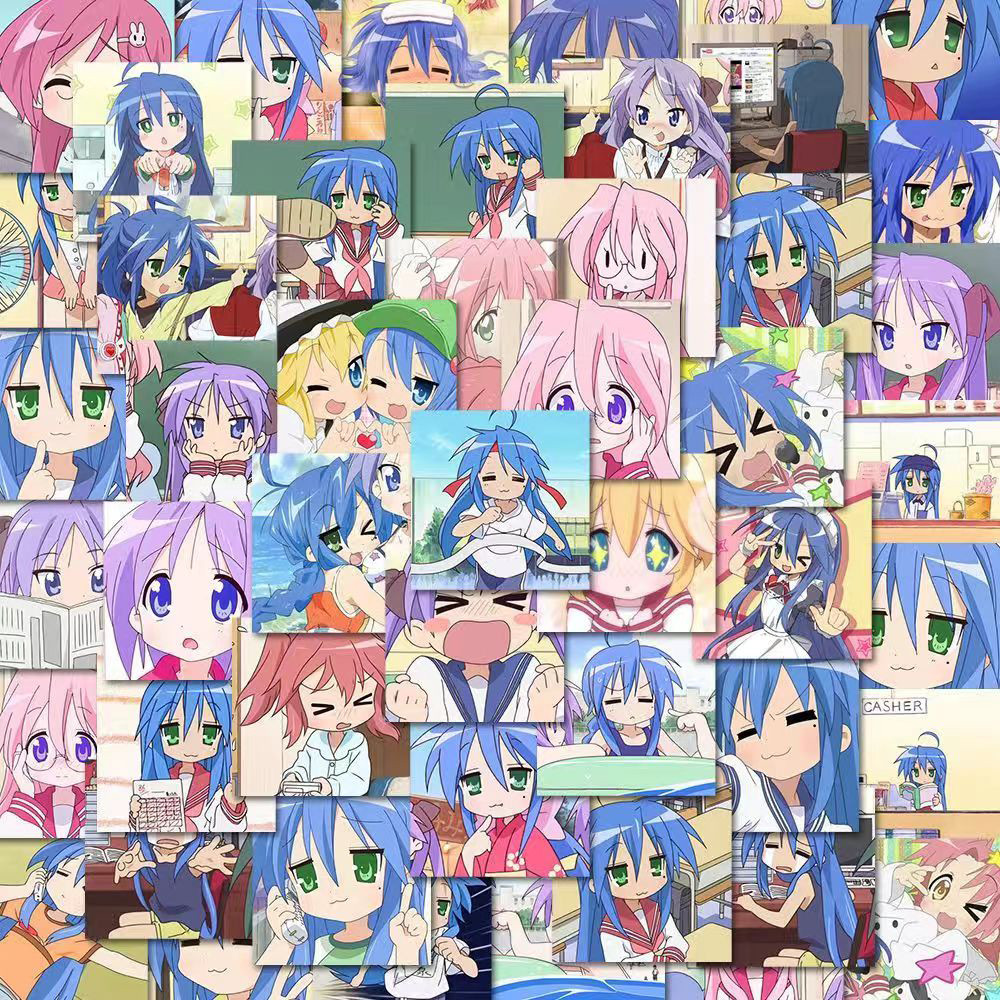 

10/30/54pcs Lucky Star Anime Stickers Girls Izumi Konata Takara Miyuki Sticker Scrapbooking Kawaii Hiiragi Kagami Cartoon Decal