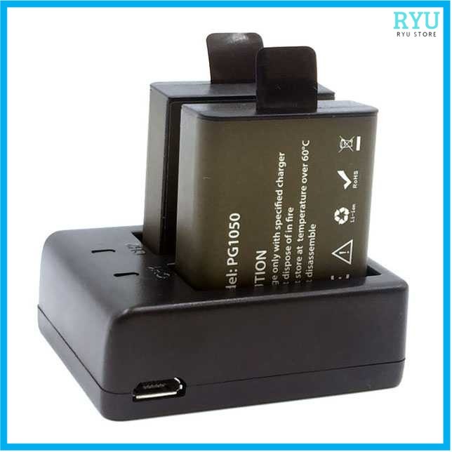 Charger Baterai 2 Slot with 2PCS Baterai for EKEN H9 H9R SJCAM