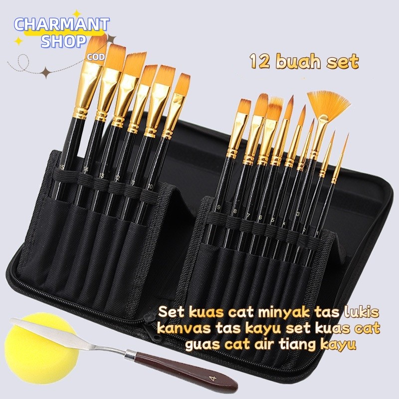 

[CHARMANT] Set Kuas Lukis Kuas Seni BRS-12 SET Set Kuas Alat Lukis Campuran Lengkap