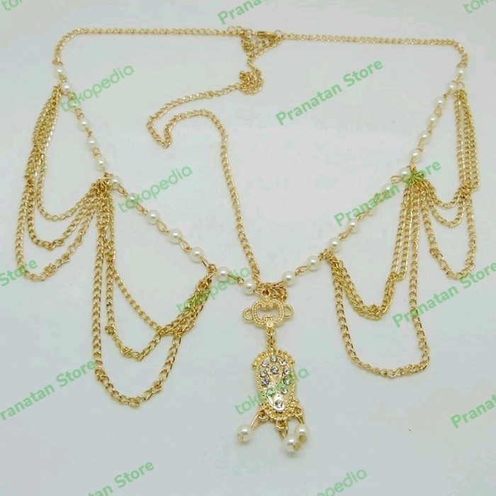 Headchain Mutiara / Rantai Kepala Aksesoris Rambut Pesta Hijab Arabian