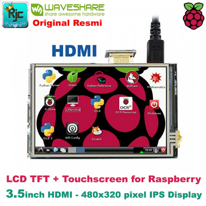 AMD99 LCD WAVESHARE 3.5" 3.5 inch HDMI IPS LCD Touchscreen Raspberry Pi 3 4B
