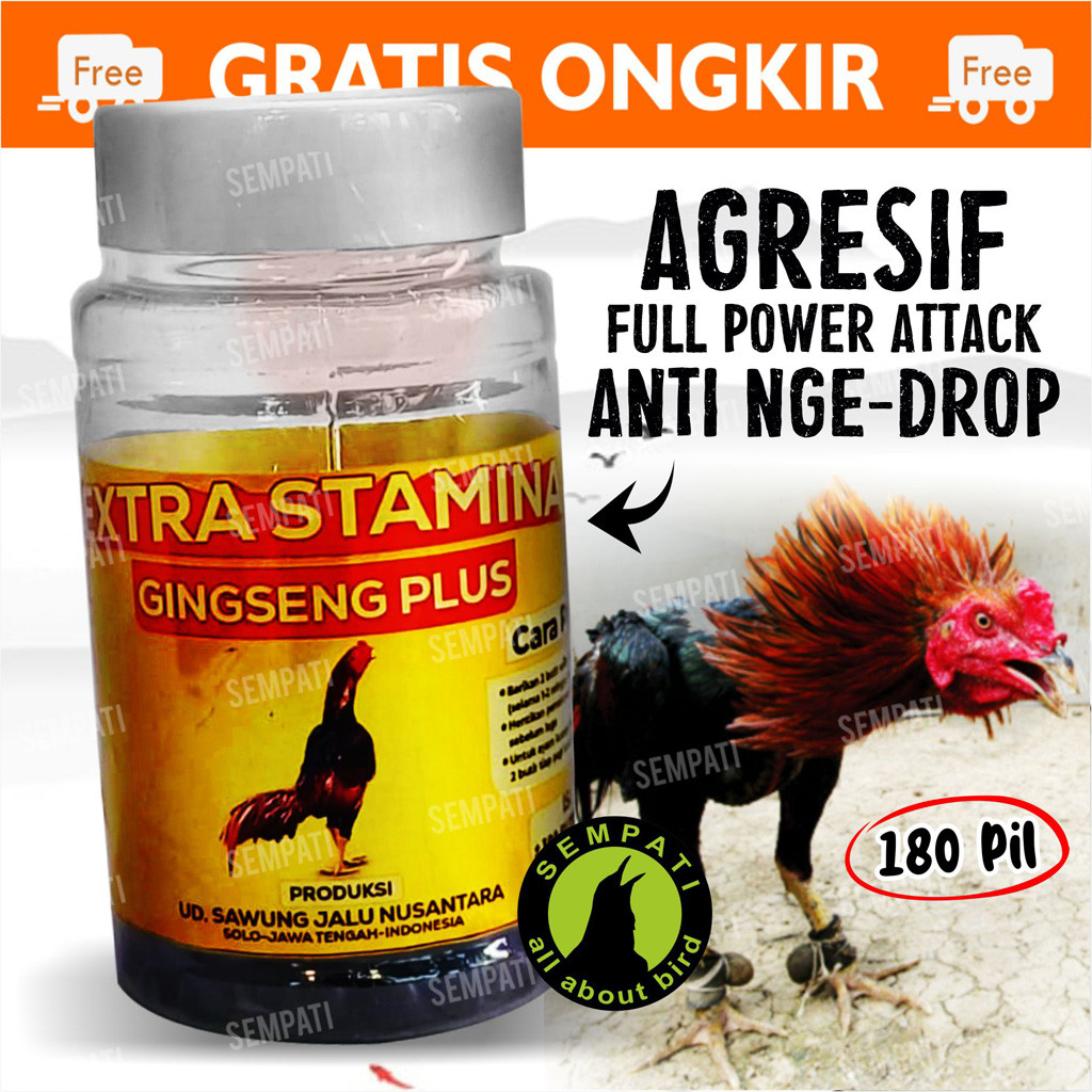 SEMPATI Extra Stamina Ginseng Plus 180 Butir Jamu Pil Kapsul Ayam Laga Jago Aduan Petarung Obat Vita