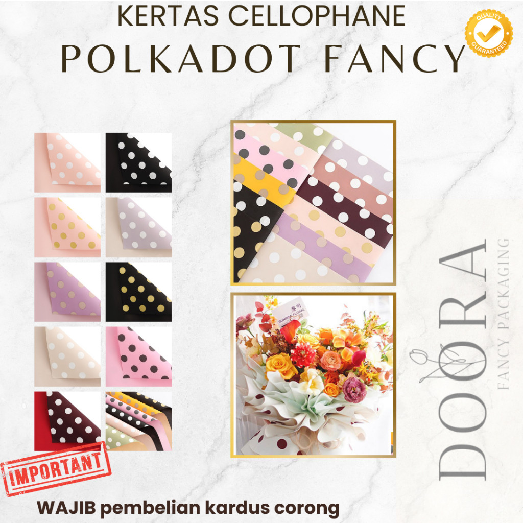

Kertas Cellophane Buket Bunga Polkadot Fancy [20lembar]