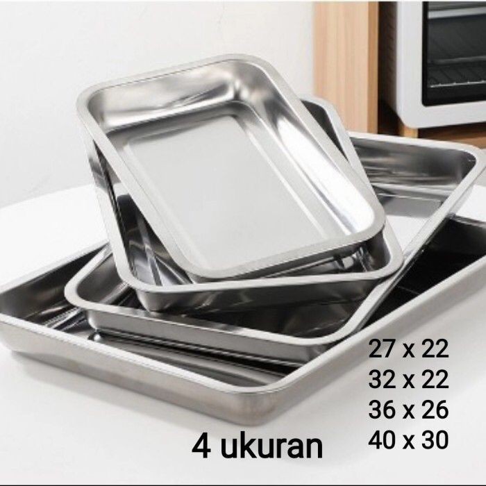 Nampan Stainles Steel Biasa - Baki Baking Tray - Persegi Bake Tray Loyang Serbaguna Murah