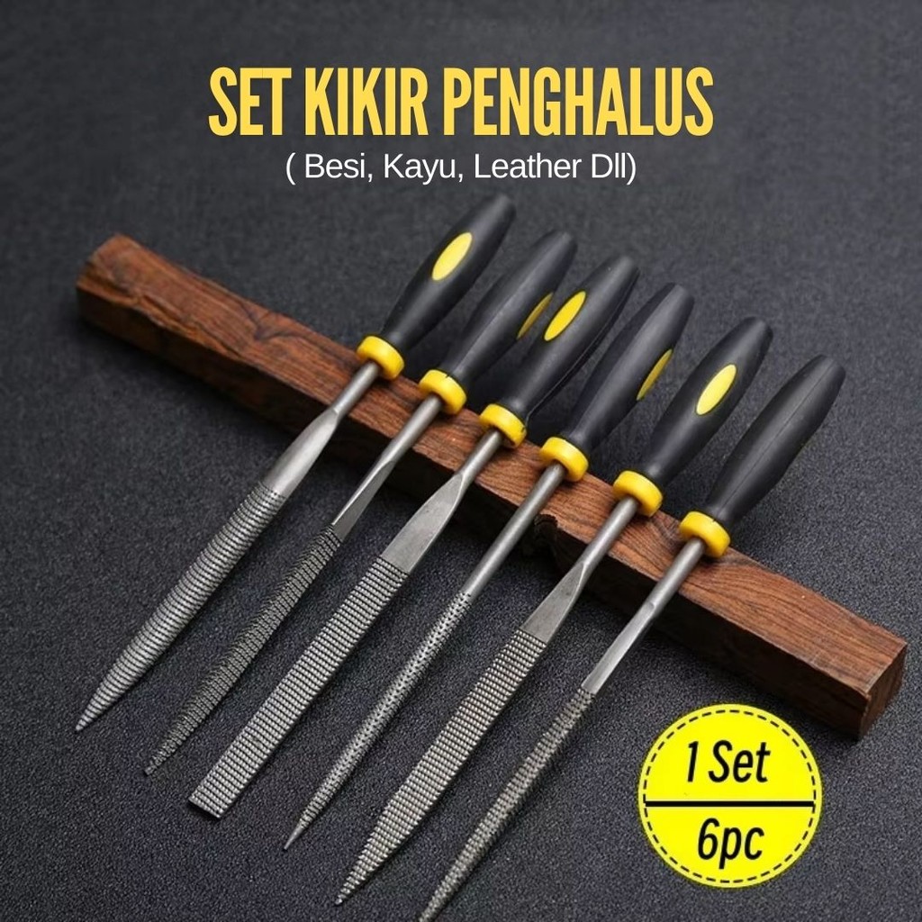 Set 6 Pcs Kikir Besi Kayu Kecil Penghalus Perkakas Steel 14cm 3mm