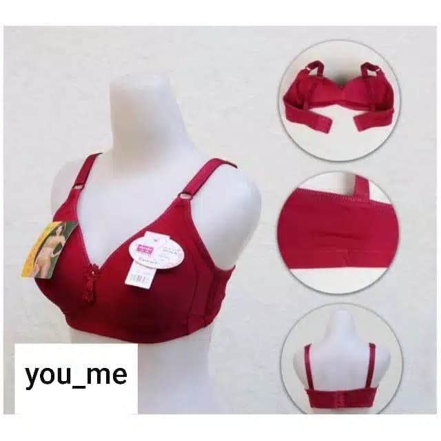 ⭐BISA COD⭐ bh jupe busa tanpa kawat kancing 3 cup besar / uk 36 38 40 42 44 46  Warna Campur, 36