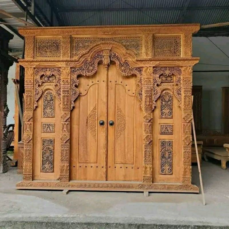 Pintu Gebyok Ukiran Alusan, Gebyok Ukir Jati Jepara 300 x 270 cm