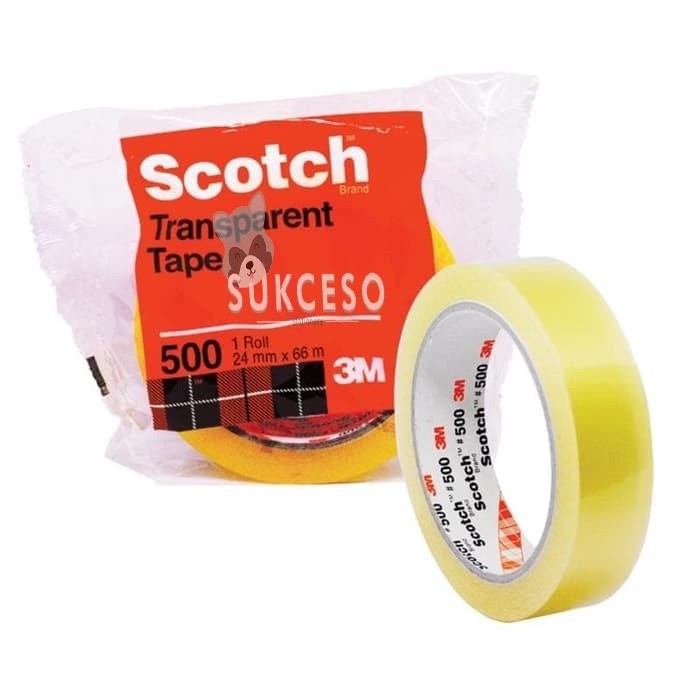 

3M Scotch Transparent Tape 500 24mm x 66m / Solasi Bening Sedang Murah Berkualitas