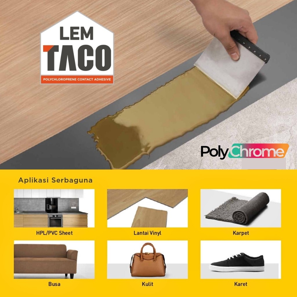 

RAJA888 Lem Kuning Taco 2,5 kg Vinyl Lantai HPL Wallpanel Panel Dinding Skirt Edge Edging Lis List Lem Fox Kuning 168 Kaleng 2 Liter