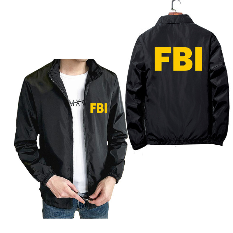 FBI United States FBI Shield Mens Bomber Zipper Jacket Male Casual Pilot Coat Unisex Zipper Pilot t 
