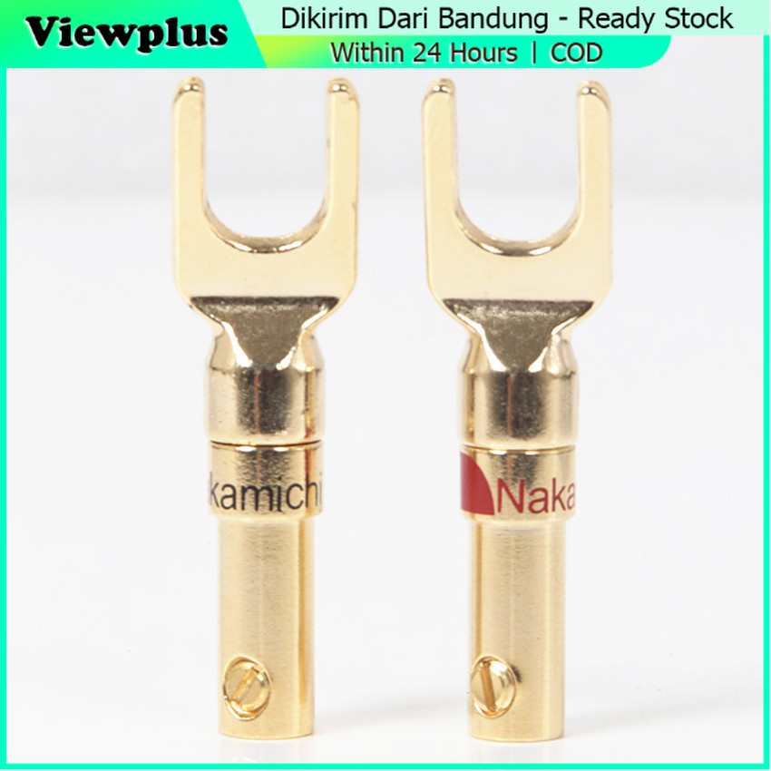 2Pcs Jack Banana U Fork Y Spade Plug Speaker / Jack Konektor Kabel Power Amplifier Subwoofer Model U