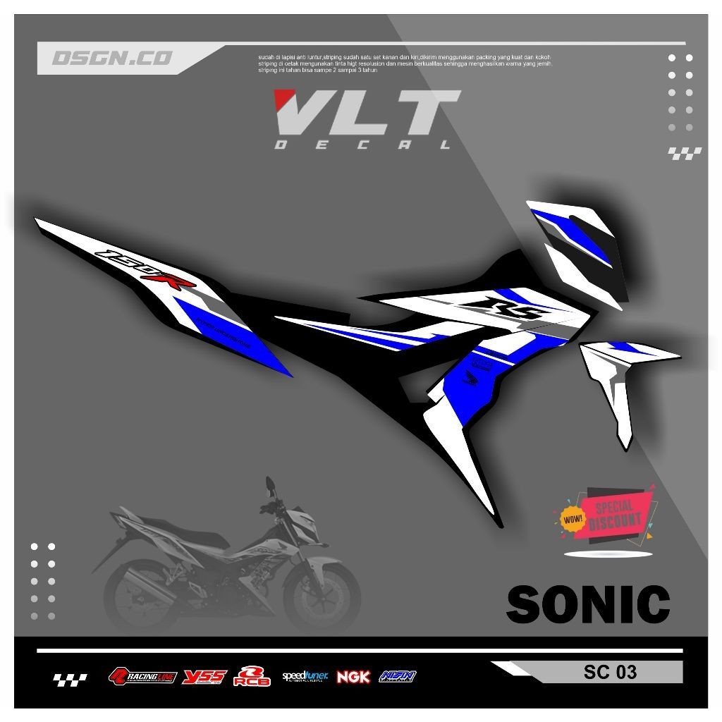 Striping Variasi Honda Sonic 150R / Sticker Honda Sonic variasi motif simple keren kode 03