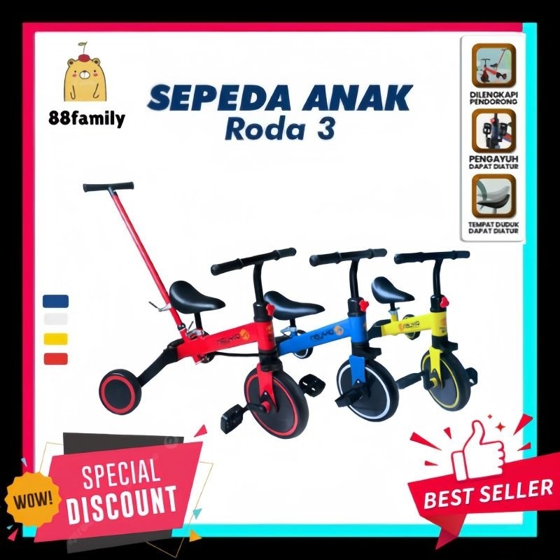 One-M97 Mainan Sepeda Roda 3 anak 2in1 mainan sepeda keseimbangan anak