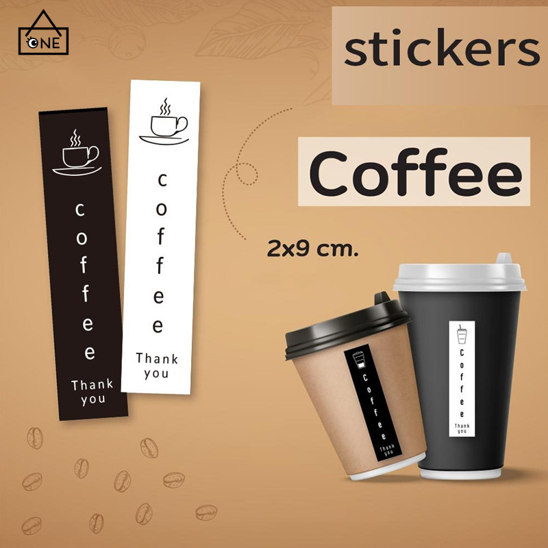 

COD❤️Stiker Cangkir Kopi Stiker Persegi Panjang Hitam Putih Stiker Kemasan Perekat Non Pengeringan