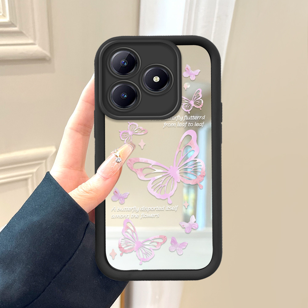 Casing Hp Untuk Realme C63 C61 Narzo N63 Soft Phone Case Cesing Soft Cover Pink Butterfly 8027 Mode 