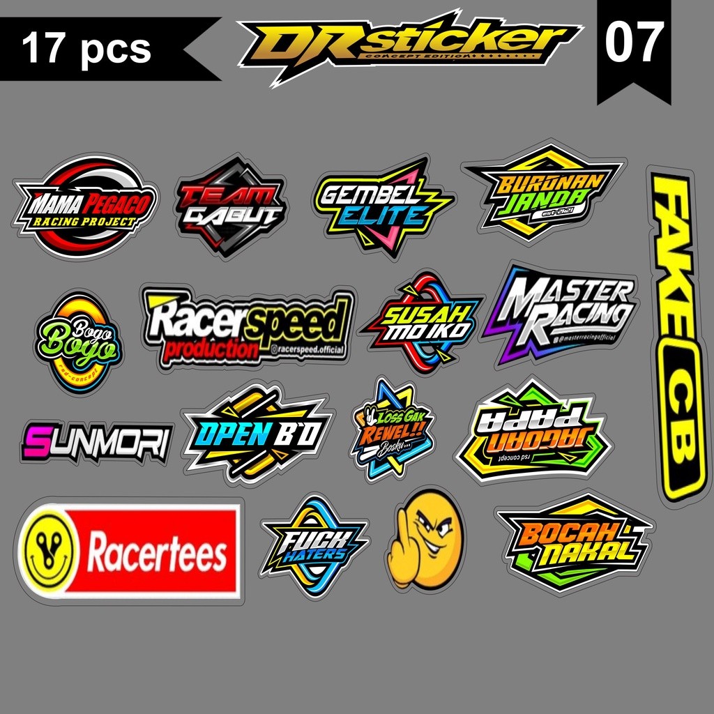 Sticker Pack Logo Racing Sunmori 1set isi 17pcs  Plus Laminasi  Kode-07