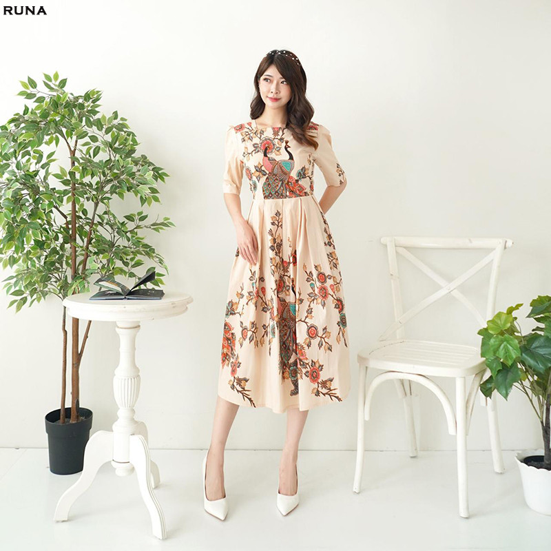 Promo Evercloth Runa Dress Wanita Batik Couple Modern Dress Batik Modern Gaun Pesta Dress Batik