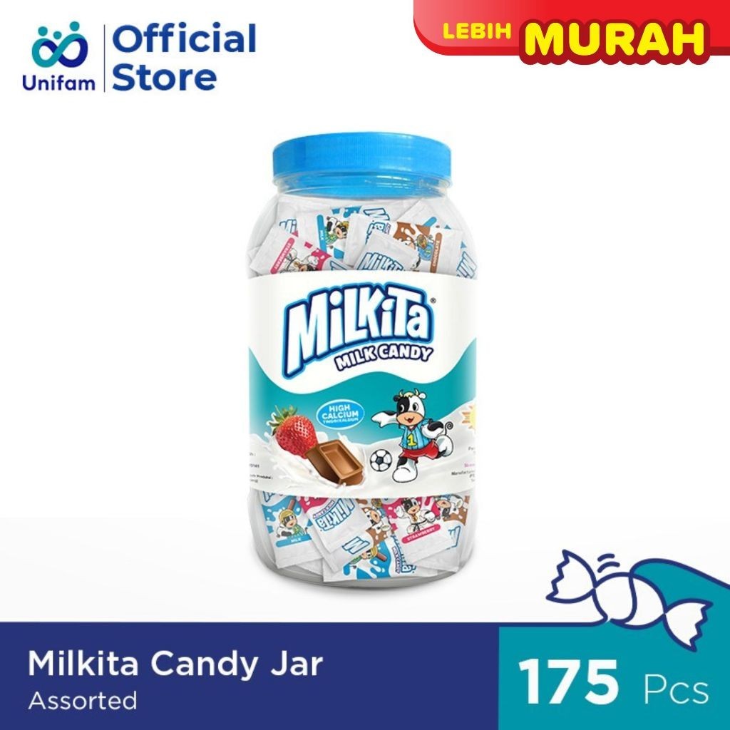 

Milkita Permen Susu Toples - Milk Candy Jar 1 Toples (Isi 175Pcs)