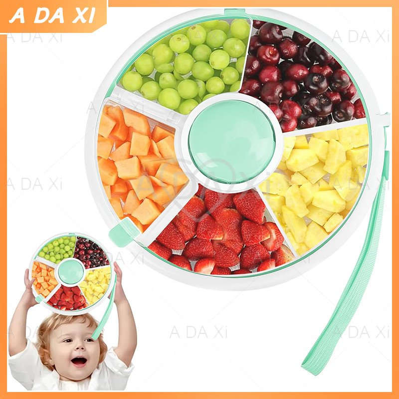 Tempat Makan Anak Portabel Berputar Piring Buah untuk Anak-anak Tempat Snack Ringan dan Spinner Maka