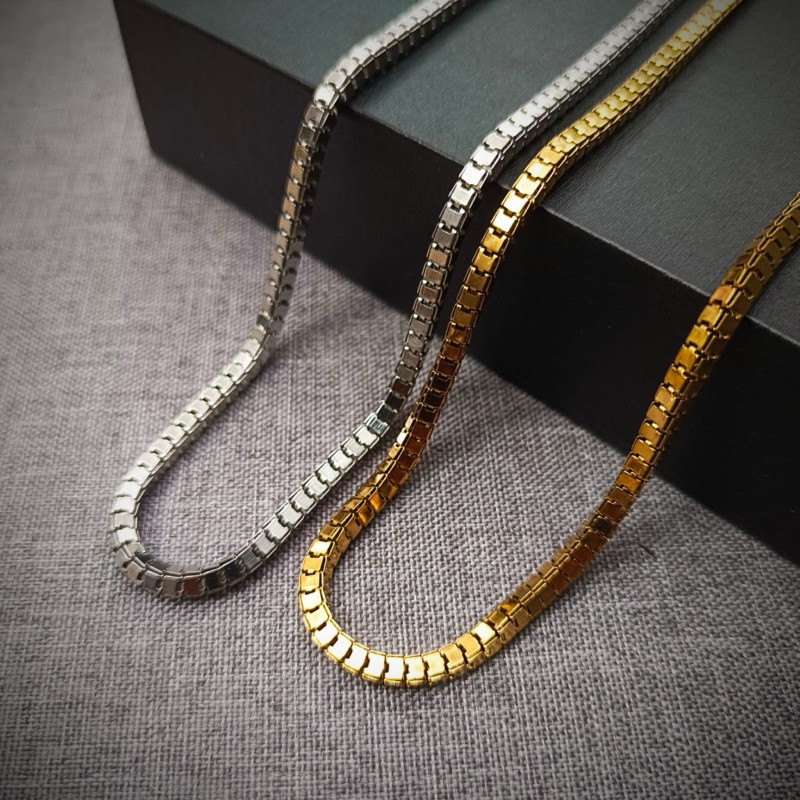 KALUNG TITANIUM MILANO SILVER GOLD ANTI KARAT PRIA DAN WANITA ASLI MILANO ORY100%