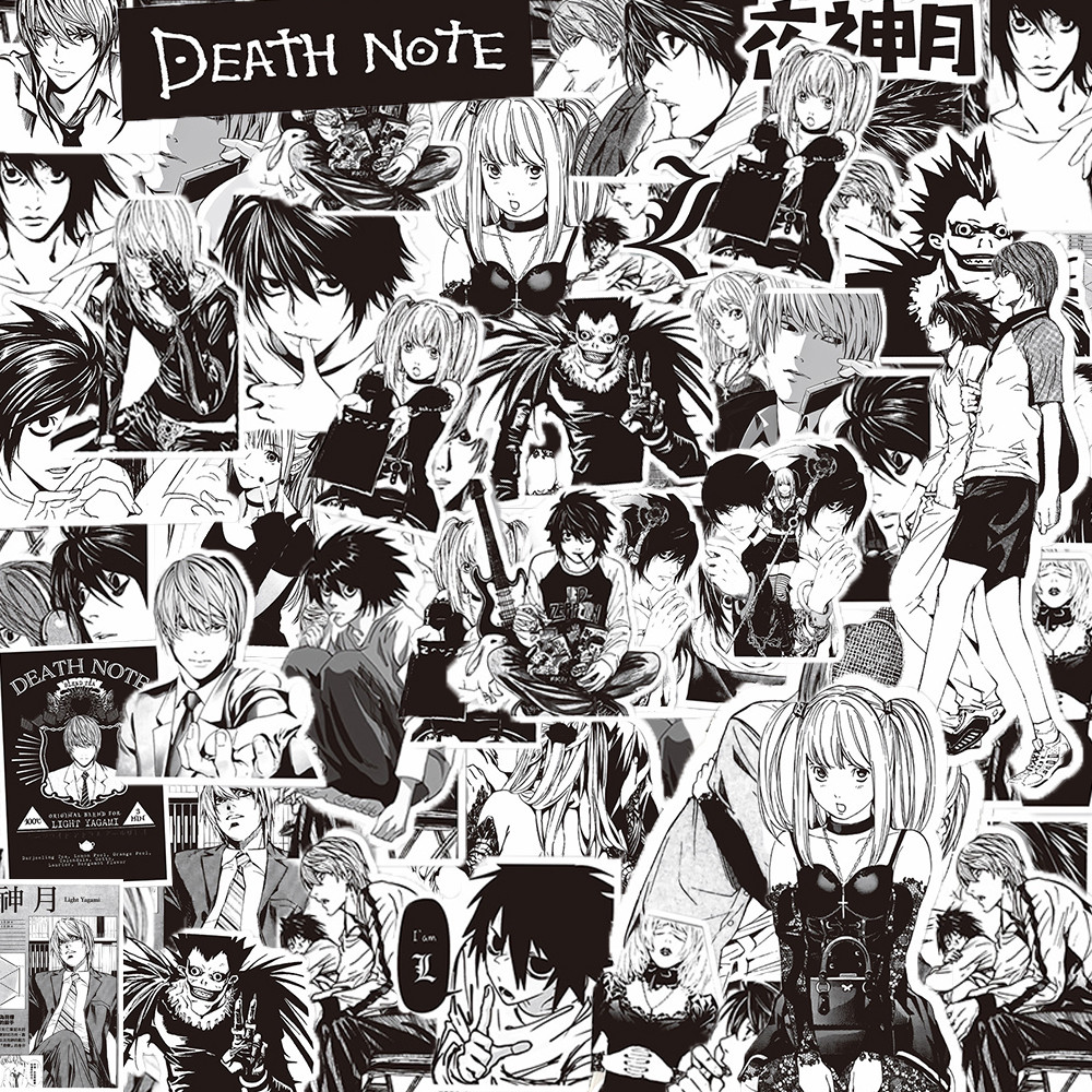 

10/30/65pcs Black White Anime DEATH NOTE Stickers Cool Graffiti Decals Decoration Phone Case Notebook Laptop Waterproof Sticker