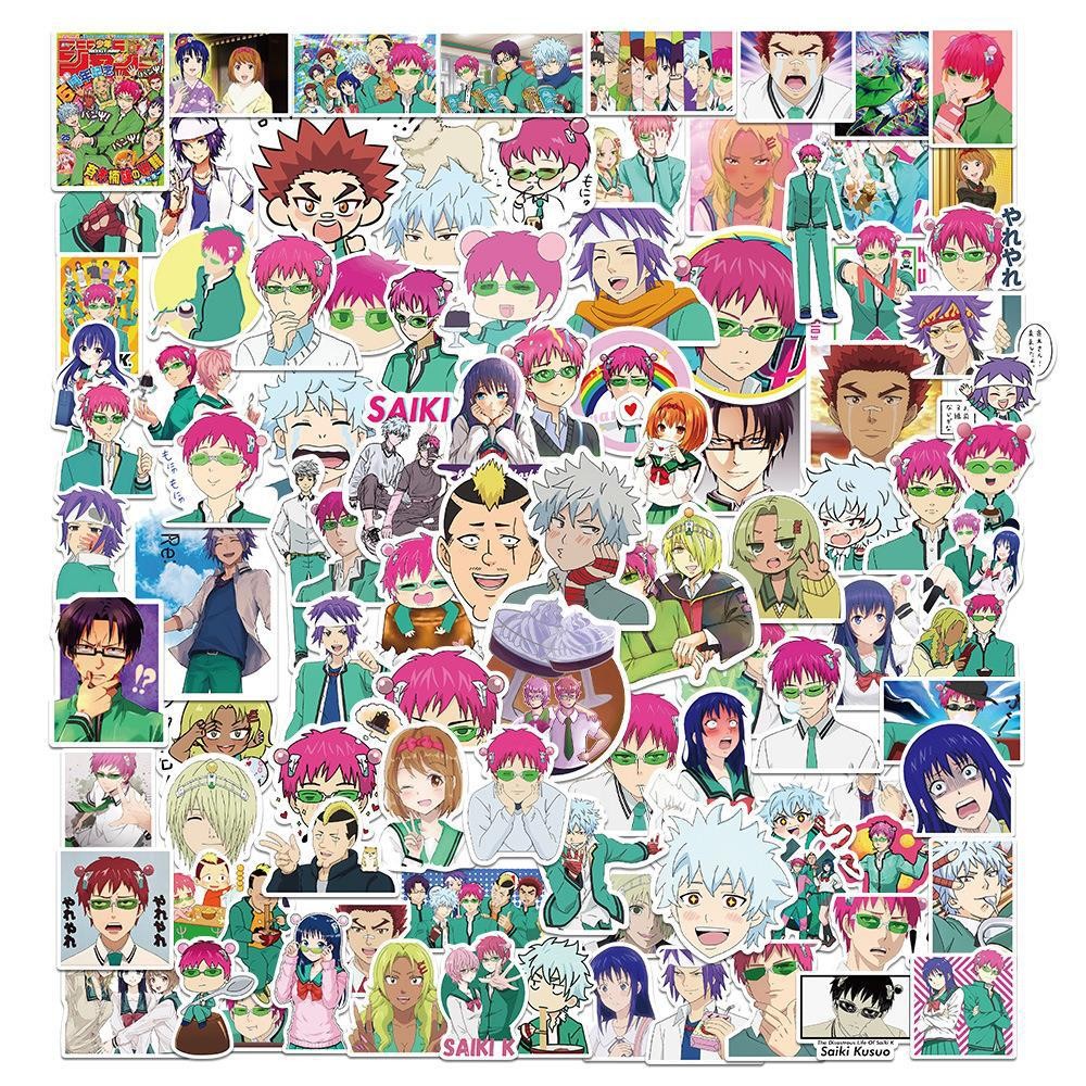 

100pcs The Disastrous Life of Saiki K Stickers Phone Case Luggage DIY Decorative Supplies Waterproof Stickers