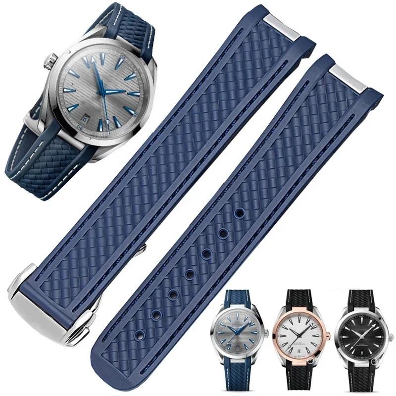 For Omega SEAMASTER 300 AT150 DE VILLE SPEEDMASTER Soft Silicone Rubber Watch Strap Watch Accessorie
