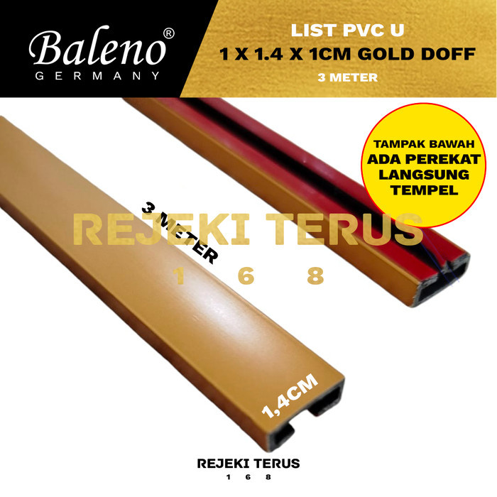 List PVC U 10 x 14 x 10 mm Gold Doff Baleno / Plat U List Edging Lis Emas Dof Dop 1x1,4x1 cm
