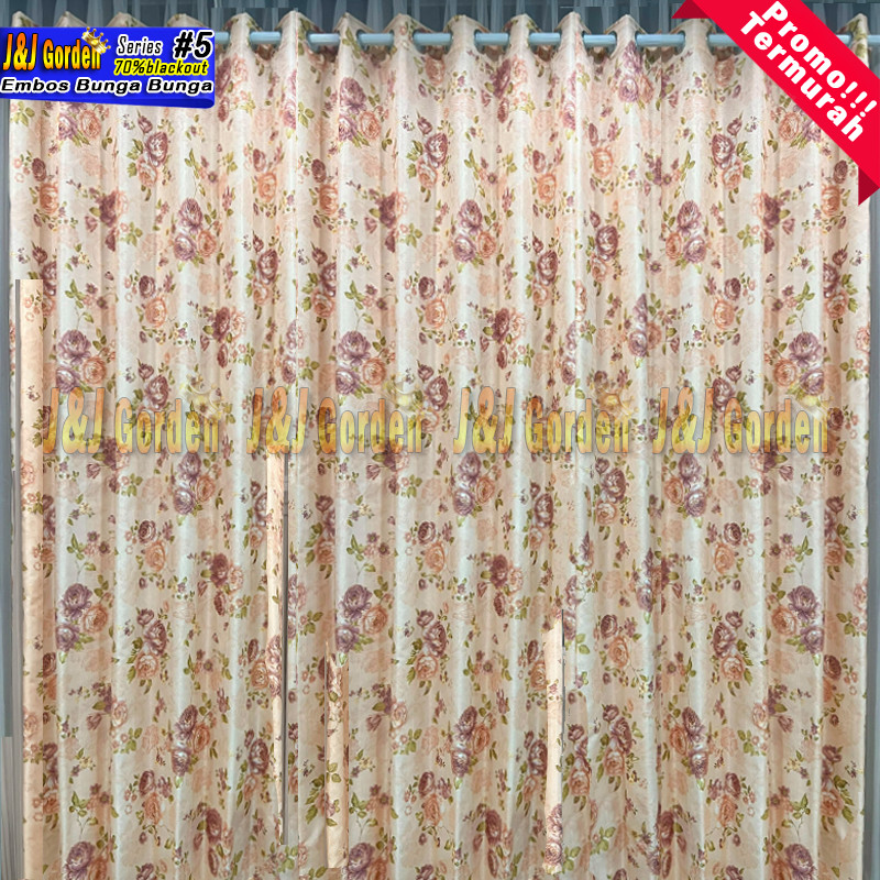 @Seri5 gorden motif bunga Tirai jendela minimalis murah gorden+hordeng  korden bunga bunga pink biru