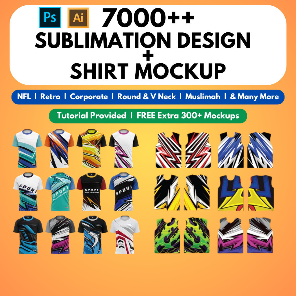 ARSY ||W15 ||  7000+ Template Desain Kaos Sublimasi + Mockup Kaos | Mockup Baju + Desain Sublimasi (