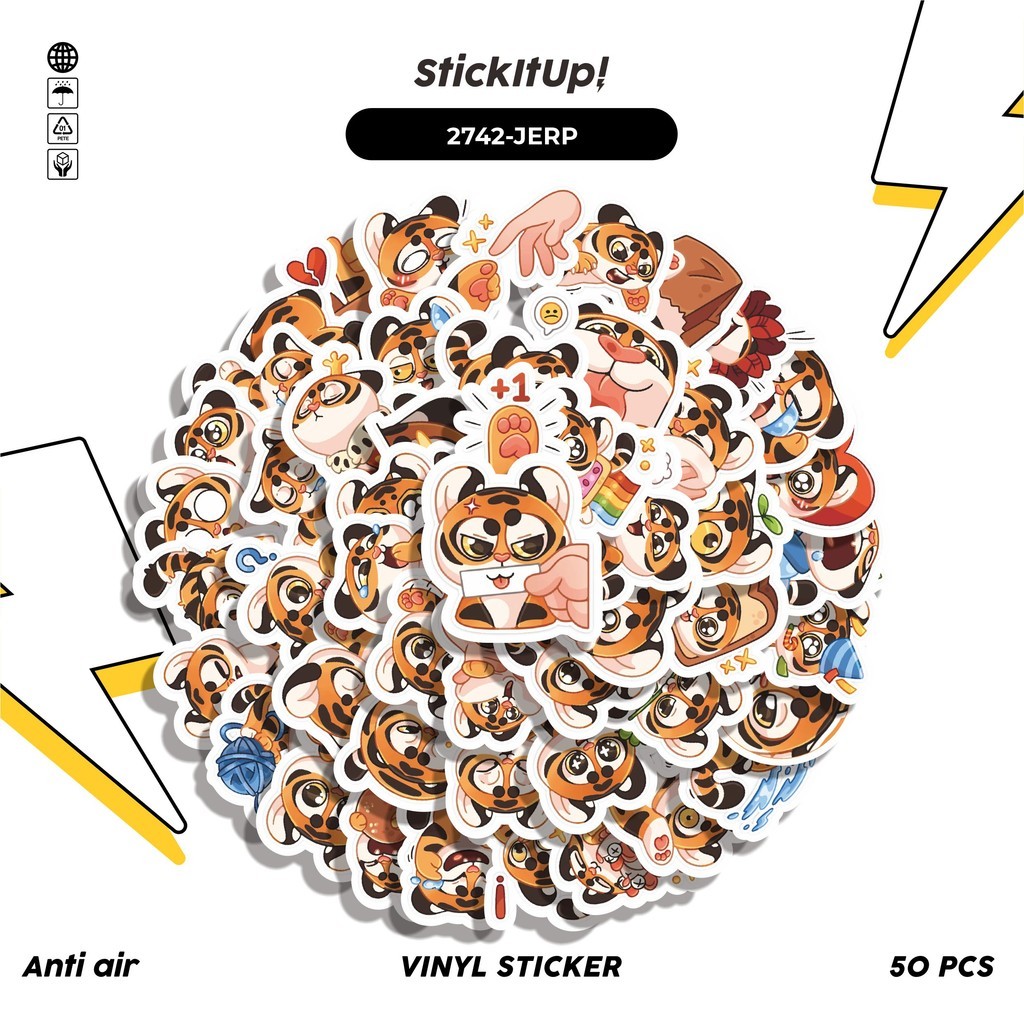 

COD✨ 50 Pcs Stiker FUNNY CHARACTER JEROME THE TIGER Lucu Anti Air Untuk Dekorasi Notebook Sepeda Skateboard Handphone DIY