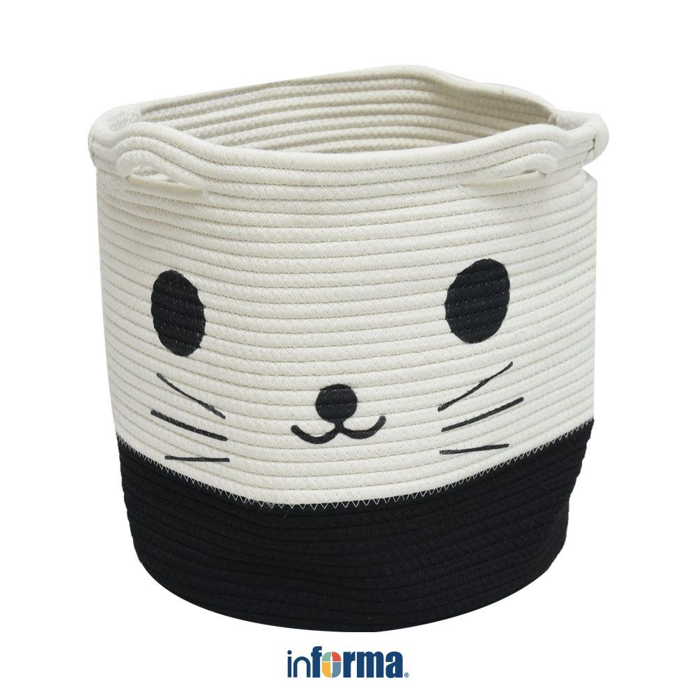 Informa 35x35x35 cm Keranjang Penyimpanan Cat - Hitam/Putih Storage Basket Kotak Penyimpanan Serbagu