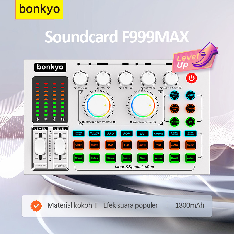 Bonkyo F999MAX sound card live broadcast equipment full set Bluetooth live soundcard bekas audio liv