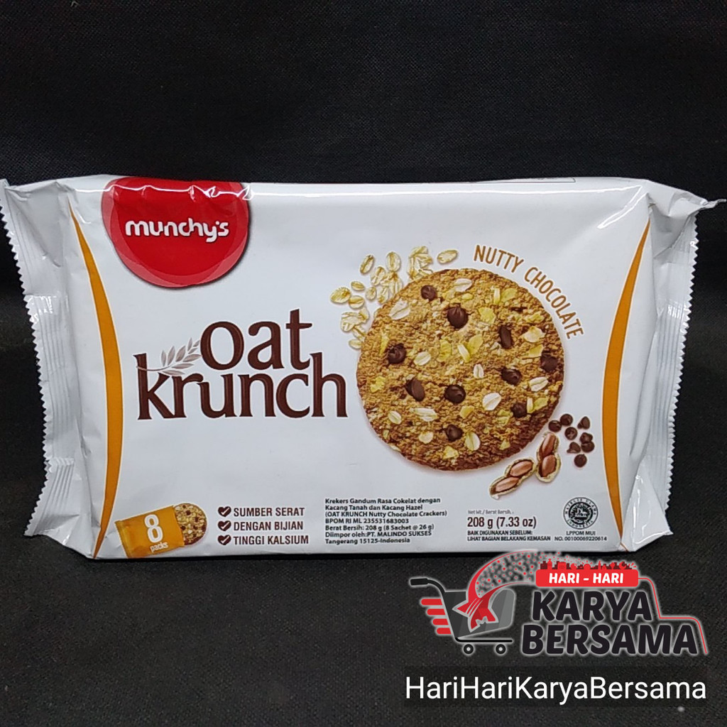 

MAKANAN RINGAN BISKUIT MUNCHY'S OAT KRUNCH BISKUIT NUTTY CHOCOLATE 208GR