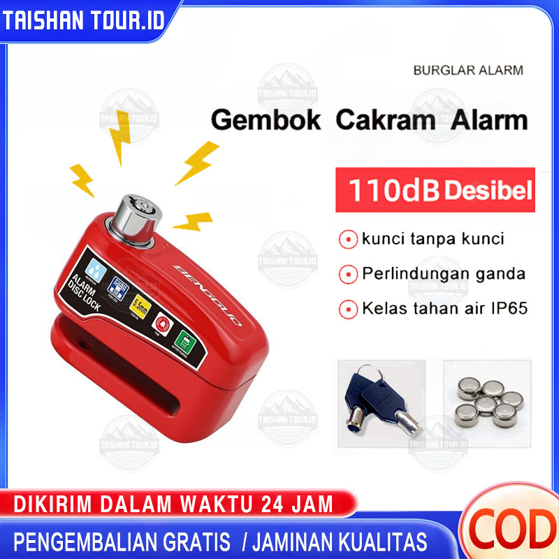Gembok Disc Lock Cakram Alarm Motor Anti Maling Kunci Baja Kuat/gembok cakram motor anti maling/gemb