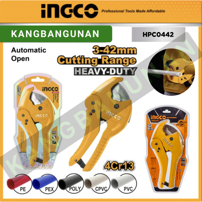 

INGCO Gunting Tang Potong Pipa PCV Pipe Cutter 3 - 42 mm HPC0442